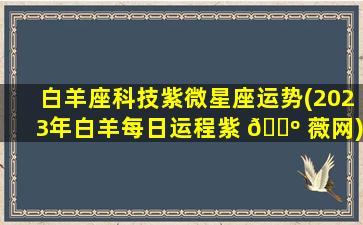 白羊座科技紫微星座运势(2023年白羊每日运程紫 🐺 薇网)